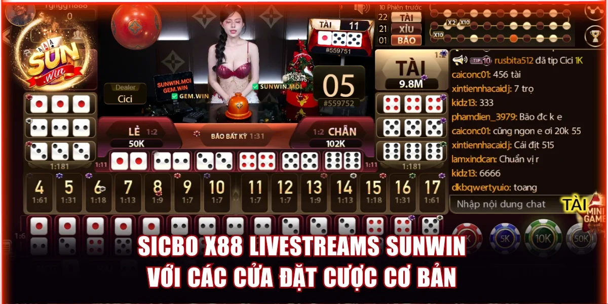 Sicbo X88 Livestreams Sunwin - Trải Nghiệm Game Chân Thực 3 Sicbo X88 Livestreams Sunwin với các cửa đặt cược cơ bản